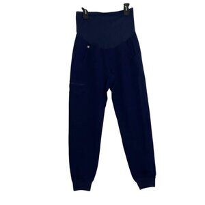 Figs Womens Zamora Maternity Jogger Scrub Pants Navy Blue Nursing Size Small